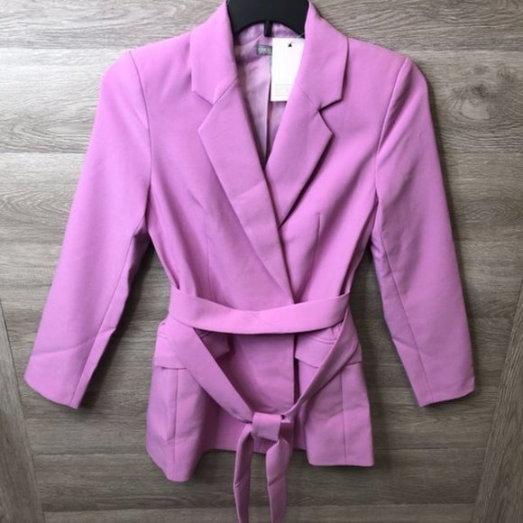 ASOS Jackets & Blazers - Asos Womens Size 4 Pink Belted Blazer Jacket NEW